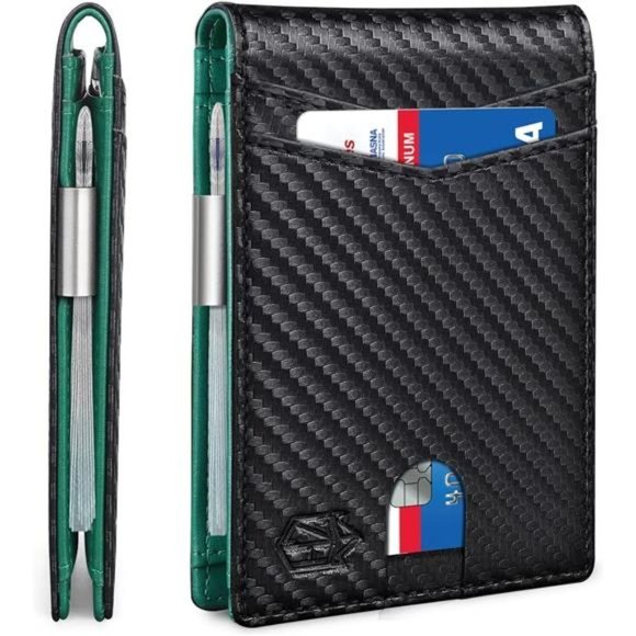 Other - 𝅺WALLET with 12 Slots RFID Blocking Carbon Black and Green